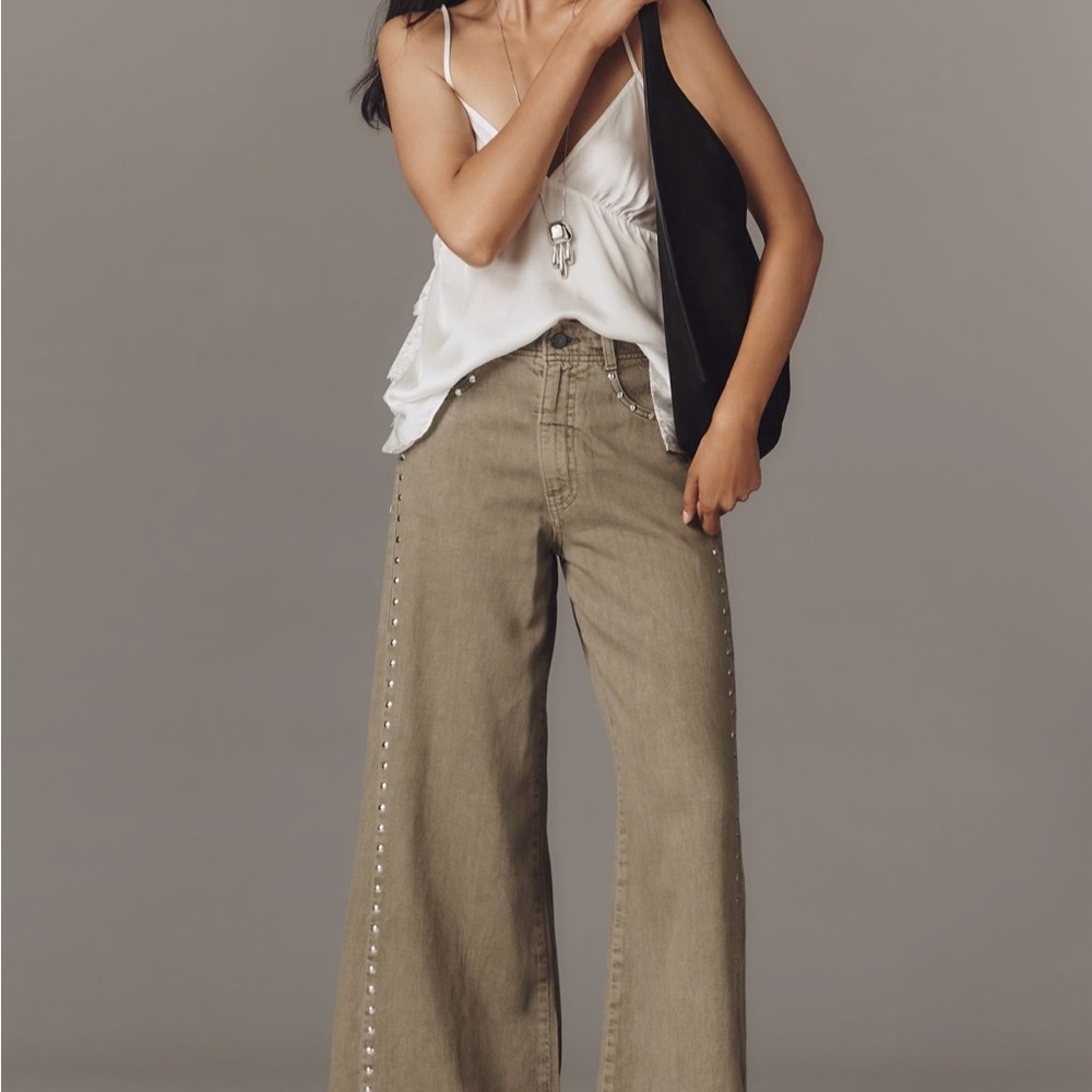 Pilcro studded Adi Mid-Rise Flare Pants
